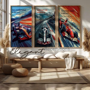 F1-posterset van 3, formule 1-muurkunst, F1-poster, F1-print, F1-posterset, motorsportposter, gameroom, cadeau voor zoon, cadeau voor hem, studie
