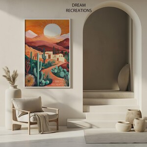 Sunset Landscape Print Endless Horizons A4 Wall Print Calm Desert Beauty Art Wall Art Living Room Cactus Digital Art Mountains Wall Decor