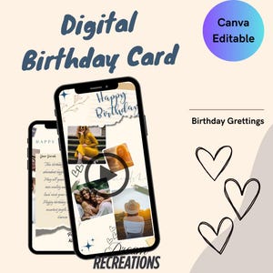 Birthday Video Gift | Personalised Video for Friend | Digital Birthday Card | Canva Editable Video Card for Friend | Instant Download