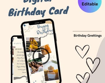 Geburtstag Video Geschenk | Personalisierte Video für Freund | Digitale Geburtstagskarte | Canva bearbeitbare Videokarte für Freunde | Sofort Download
