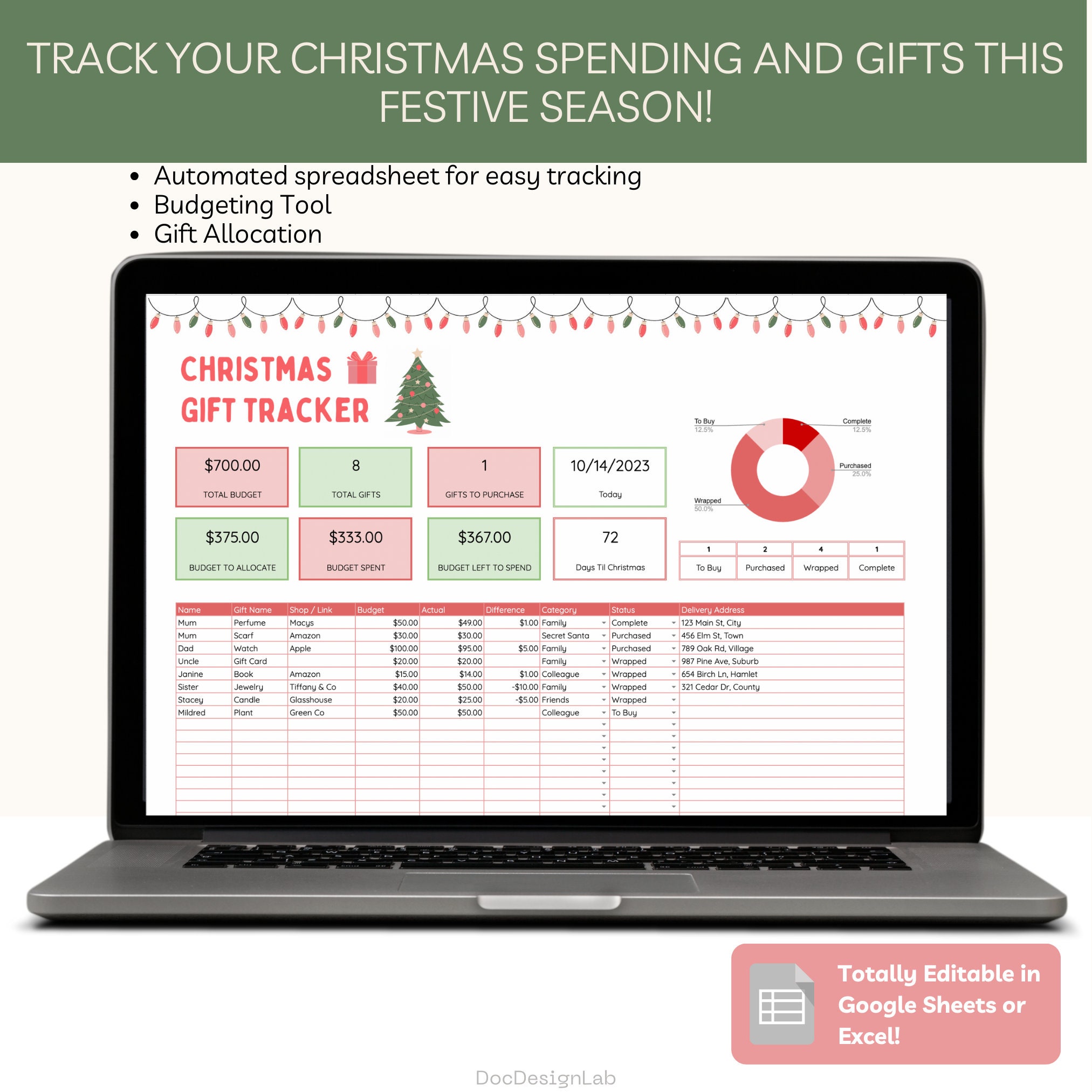 Stressfree Christmas Itinerary Holiday Gift Planner and Google Sheets Stressfree Christmas Itinerary Holiday Gift Planner and Google Sheets