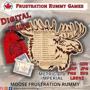 Tabuleiro de jogo MOOSE Frustration Rummy (métrico e imperial) ARQUIVOS DIGITAIS: Gravação a laser, Cribbage, Jogo, Designs personalizados, Vários designs