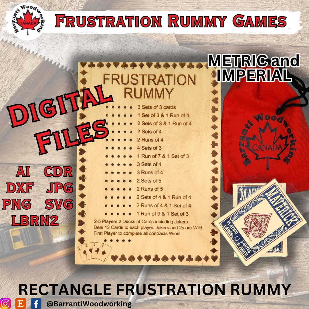 RECTANGLE Frustration Rummy Gameboard (metric and Imperial) DIGITAL ...