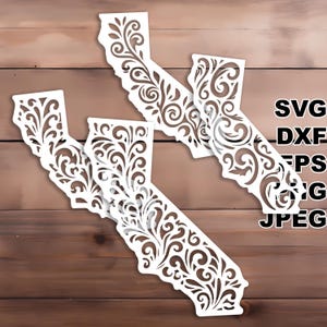 Fichiers coupés Californie SVG (svg dxf png eps jpeg) Silhouette & Cricut, scrapbooking numérique, fabrication de cartes, papier découpé, CNC, laser
