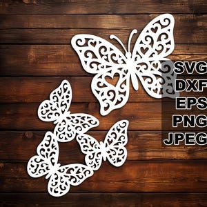 Mooie vlinder SVG-bestanden knippen (svg dxf png eps jpeg) silhouet en Cricut, digitale scrapbooking, kaarten maken, papier snijden, CNC en laser DIY