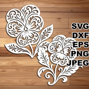 Filigree Pansy SVG cut files (svg dxf png eps jpeg) Silhouette & Cricut, digital scrapbooking, card making, paper cut, CNC and laser DIY