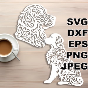 Arquivos de corte SVG sofisticados do Golden Retriever (svg dxf png eps jpeg) Silhouette & Cricut, scrapbooking digital, criação de cartões, arquivo svg de corte de papel DIY