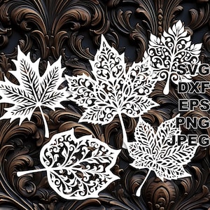 Arquivos de corte SVG de folhas de outono (svg dxf png eps jpeg) Silhouette & Cricut, scrapbooking digital, criação de cartões, corte de papel, CNC e laser DIY