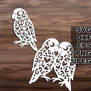 Hermosos archivos de corte SVG de agapornis (svg dxf png eps jpeg) Silhouette y Cricut, scrapbooking digital, fabricación de tarjetas, corte de papel, CNC y láser DIY