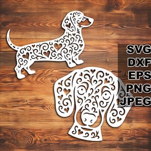 Süßer Dackel SVG Schnittdateien (svg dxf png eps jpeg) Silhouette & Cricut, digitales Scrapbooking, Kartenherstellung, Papierschnitt, CNC und Laser DIY