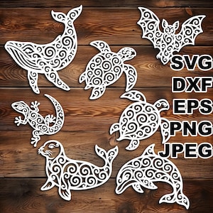 Eleganti file di taglio SVG con fauna selvatica hawaiana (svg dxf png eps jpeg) Silhouette e Cricut, scrapbooking digitale, taglio della carta, CNC, laser
