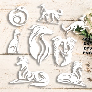 Silken Windhound SVG geschnitten Dateien (svg dxf png eps) Silhouette & Cricut, digitale Scrapbooking, Kartenherstellung, Papier geschnitten svg-Datei, Haustier DIY