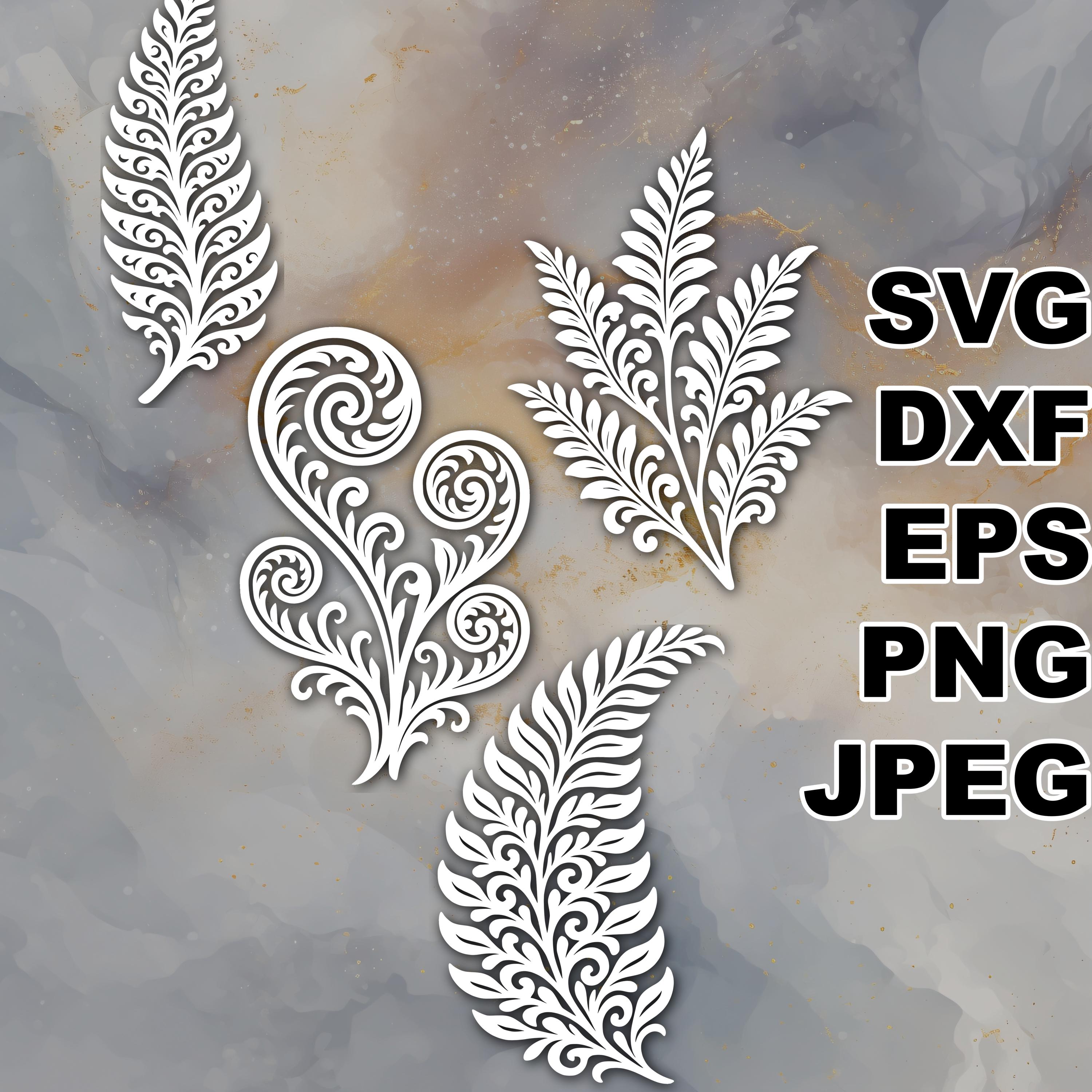 Filigree Ferns SVG Cut Files (svg Dxf Png Eps Jpeg) Silhouette & Cricut ...