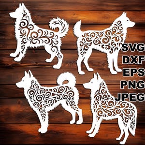 Filigrane Alaska Malamute SVG Dateien (svg dxf png eps jpeg) Silhouette & Cricut, digitales Scrapbooking, Kartenherstellung, Papierschnitt, Laser DIY
