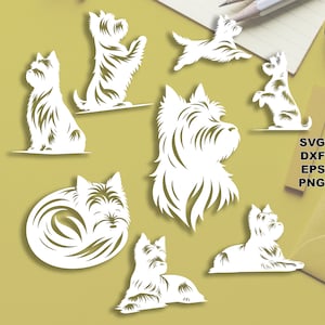 Cairn Terrier SVG archivos cortados (svg dxf png eps) Silhouette & Cricut, scrapbooking digital, fabricación de tarjetas, archivo svg cortado en papel, mascota DIY