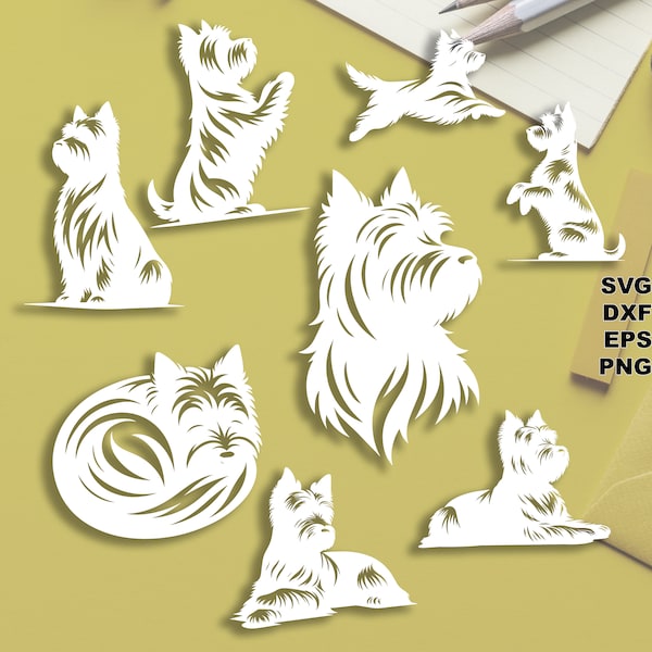 Cairn Terrier SVG cut files (svg dxf png eps) Silhouette & Cricut, digital scrapbooking, card making, paper cut svg file, pet DIY