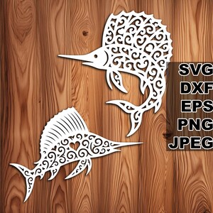Arquivos de corte SVG Lovely Sailfish (svg dxf png eps jpeg) Silhouette & Cricut, scrapbooking digital, criação de cartões, corte de papel, CNC e DIY a laser