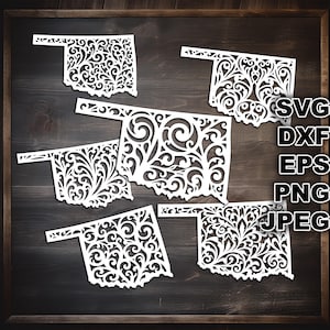 Pliki do cięcia SVG Oklahoma (svg dxf png eps jpeg) Silhouette i Cricut, cyfrowe scrapbooking, tworzenie kartek, cięcie papieru, CNC i laserowe DIY
