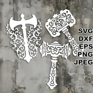 Arquivos de corte SVG War Hammer (svg dxf png eps jpeg) Silhouette & Cricut, scrapbooking digital, criação de cartões, corte de papel, CNC e laser DIY