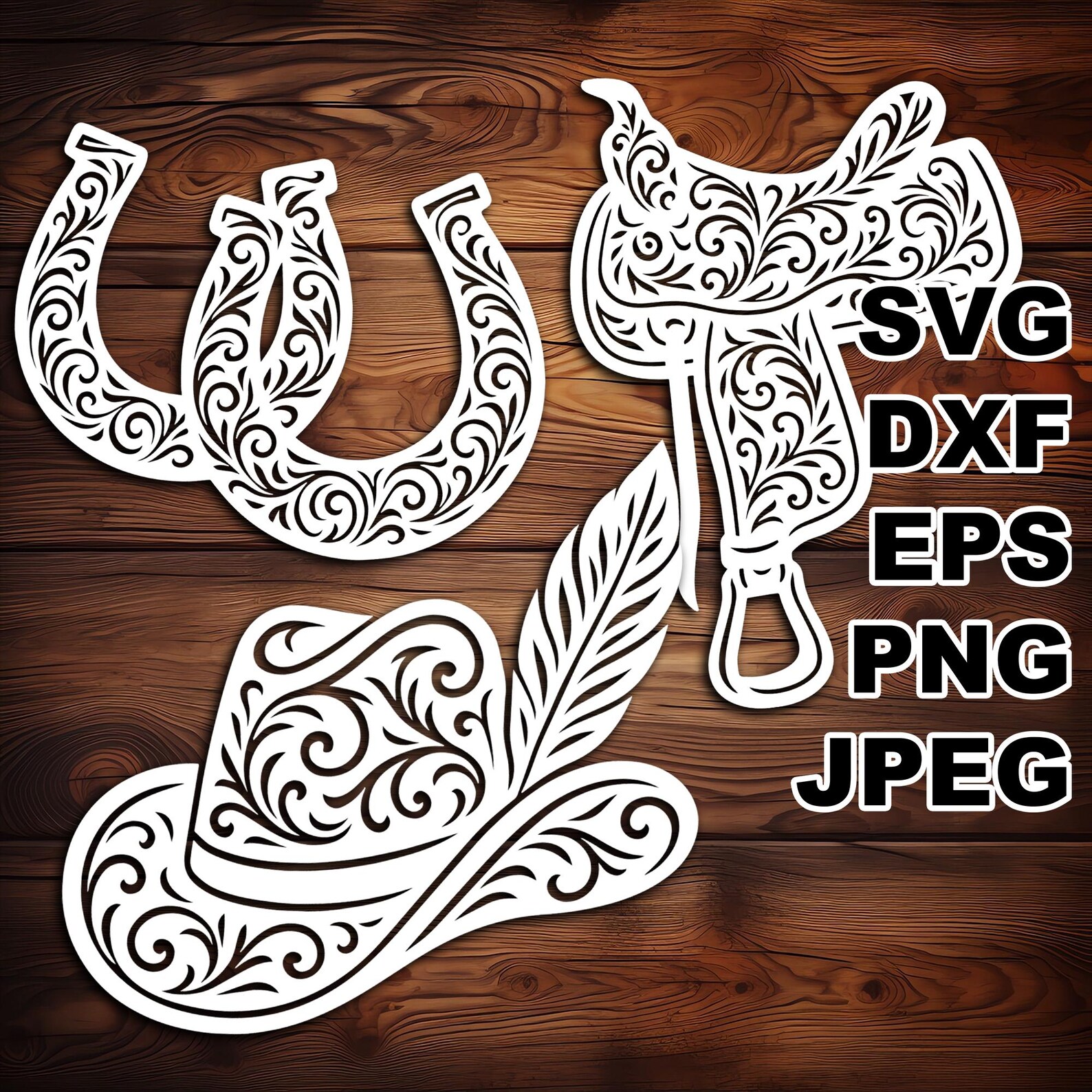 Western Rope Filigree Filigree Western SVG Cut Files (svg Dxf Png Eps Jpeg) Silhouette ...