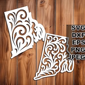 Fichiers coupés en filigrane Rhode Island SVG (svg dxf png eps jpeg) Silhouette & Cricut, scrapbooking numérique, fabrication de cartes, papier découpé, CNC, laser