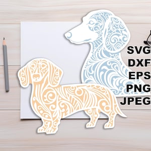 Dackel SVG-Schnittdateien (svg dxf png eps jpeg) Silhouette & Cricut, digitales Scrapbooking, Kartenherstellung, Papierschnitt, CNC und Laser DIY