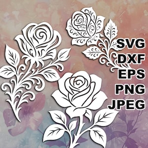 Filigranros SVG-klippfiler (svg dxf png eps jpeg) Silhouette & Cricut, digital scrapbooking, korttillverkning, pappersklipp, CNC och laser DIY