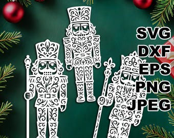 Filigree Nutcracker SVG cut files (svg dxf png eps jpeg) Silhouette & Cricut, digital scrapbooking, card making, paper cut, CNC, laser