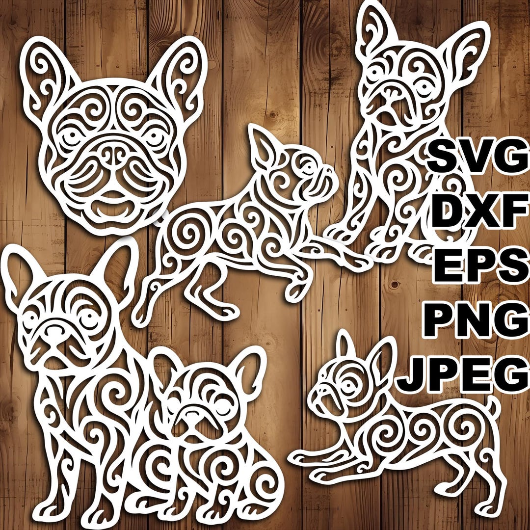 Elegant French Bulldog SVG Cut Files (svg Dxf Png Eps Jpeg) Silhouette ...