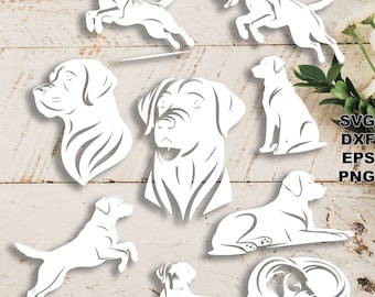 Labrador Retriever SVG taglia file (svg dxf png eps) Silhouette & Cricut, scrapbooking digitale, creazione di carte, file in formato SVG tagliato carta, animale domestico fai da te