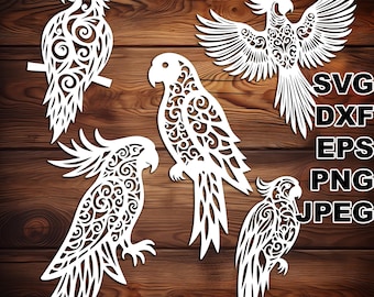 Filigree Birds of Paradise SVG cut files (svg dxf png eps jpeg) Silhouette & Cricut, digital scrapbooking, paper cut, CNC laser DIY