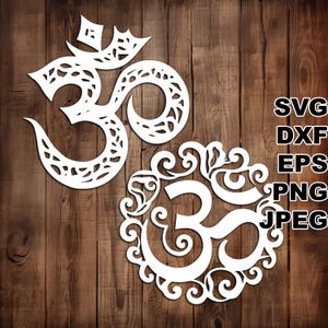 File di taglio SVG con filigrana Om ॐ (svg dxf png eps jpeg) Silhouette e Cricut, scrapbooking digitale, creazione di biglietti, taglio della carta, CNC e laser fai da te