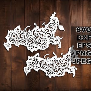 File di taglio SVG Filigree Russia (svg dxf png eps jpeg) Silhouette e Cricut, scrapbooking digitale, creazione di biglietti, taglio della carta, CNC e laser fai da te