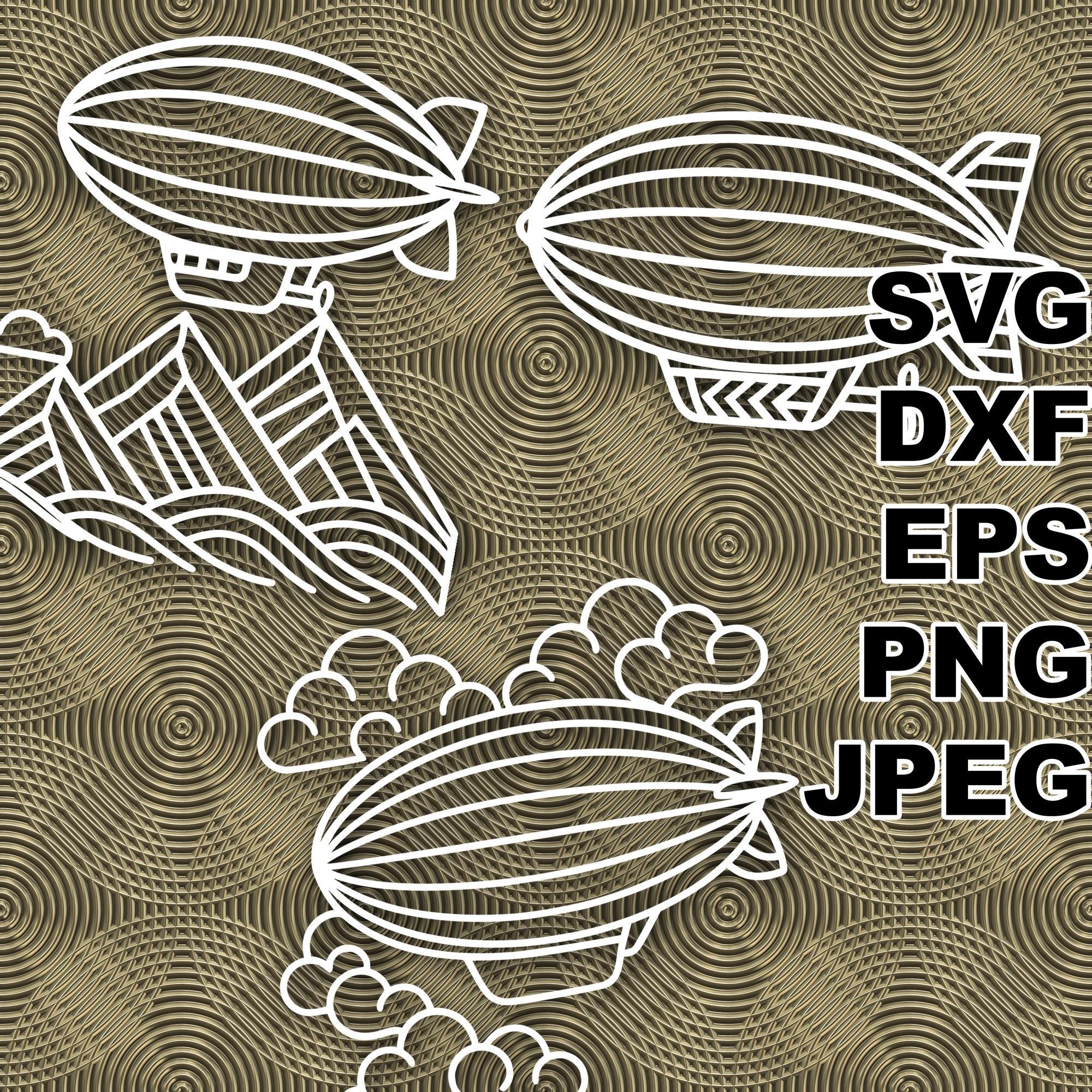 Deco Zeppelin SVG Cut Files (svg Dxf Png Eps Jpeg) Silhouette & Cricut ...