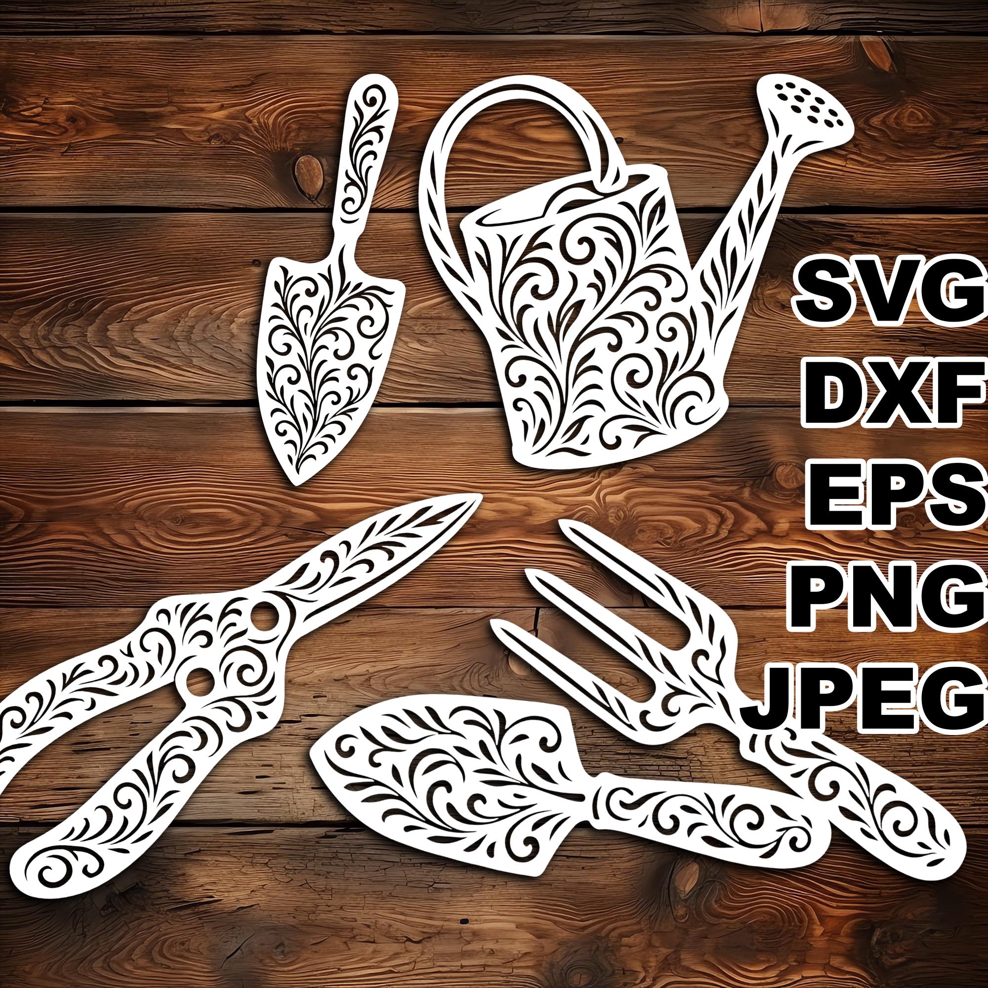 Filigree Garden Hand Tools SVG Cut Files (svg Dxf Png Eps Jpeg ...