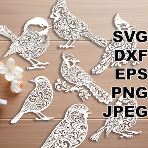 Archivos de corte SVG de aves más elegantes (svg dxf png eps jpg) Silhouette & Cricut, scrapbooking, grabado láser, CNC, archivo vectorial de corte de papel, bricolaje