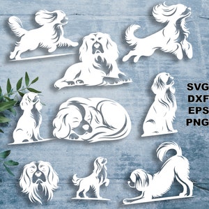 Cavalier King Charles SVG fichiers coupés (svg dxf png eps) Silhouette & Cricut, scrapbooking numérique, fabrication de cartes, fichier svg découpé en papier, bricolage pour animaux de compagnie