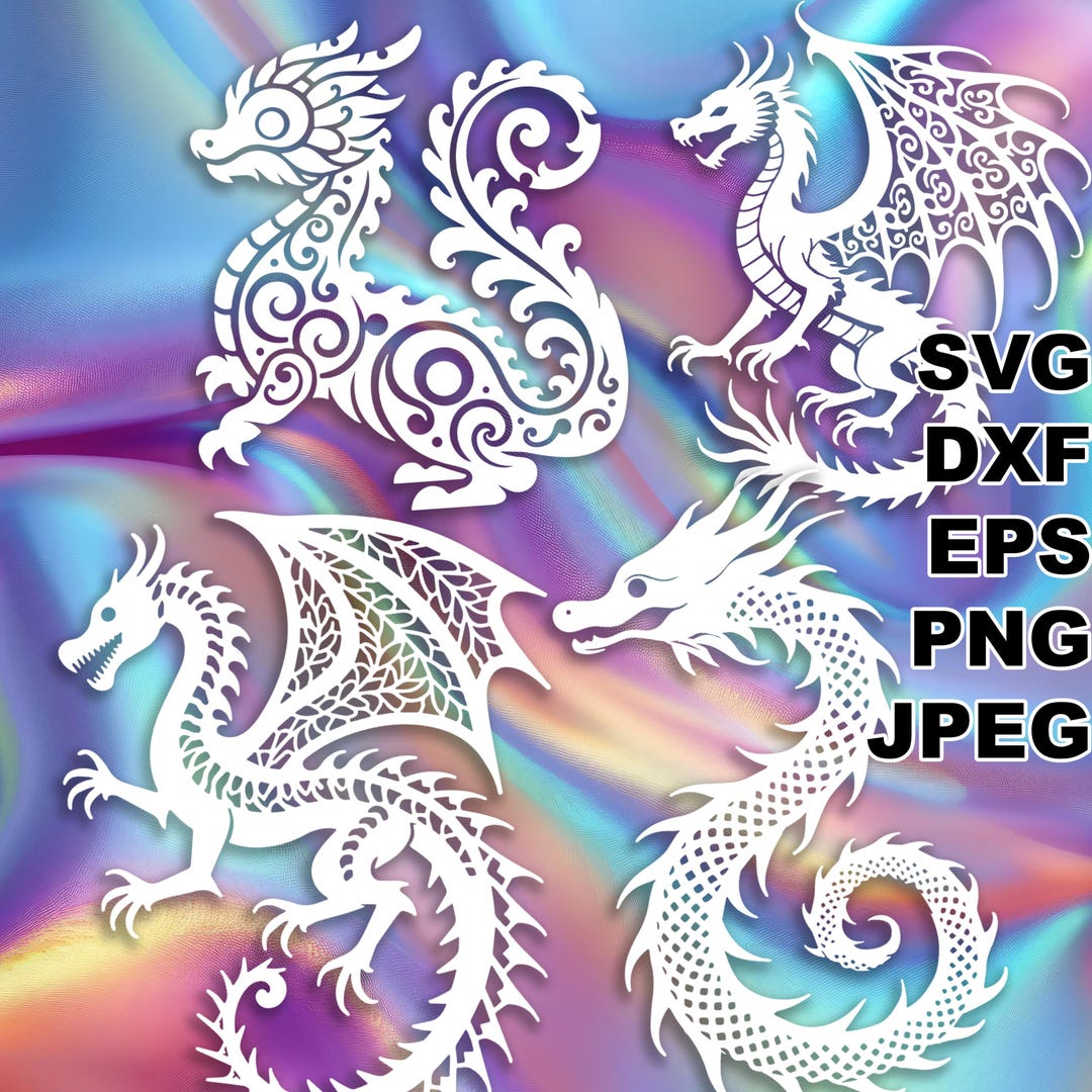 Fancy Dragon Vector File Fancy Dragons SVG-Schnittdateien (svg dxf png eps jpeg) Silhouette ...