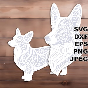 Corgis SVG Schnittdateien (svg dxf png eps jpeg) Silhouette & Cricut, digitales Scrapbooking, Kartenherstellung, Papierschnitt, CNC und Laser DIY