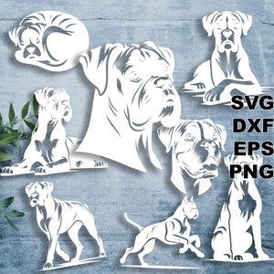 Boxer SVG geschnitten Dateien (svg dxf png eps) Silhouette & Cricut, digitale Scrapbooking, Karten machen, Papier geschnitten svg-Datei, Haustier DIY