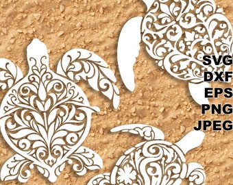Sea Turtle SVG cut files (svg dxf png eps jpg) Silhouette & Cricut, scrapbooking, laser engraving, CNC, paper cut vector files