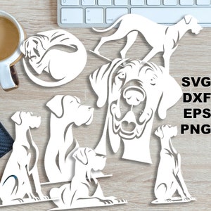 Great Dane SVG cut files (svg dxf png eps) Silhouette & Cricut, digital scrapbooking, card making, paper cut svg file, pet DIY