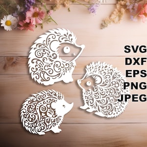 Fanciest hedgehog SVG cut files (svg dxf png eps jpg) Silhouette & Cricut, scrapbooking, laser engraving, CNC, paper cut vector file, DIY