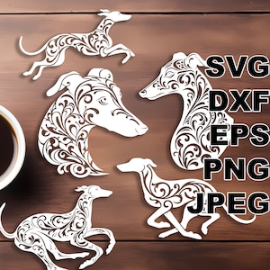 File di taglio SVG fantasia levriero (svg dxf png eps jpeg) Silhouette & Cricut, scrapbooking digitale, creazione di carte, file in formato SVG tagliato carta, animale domestico fai da te