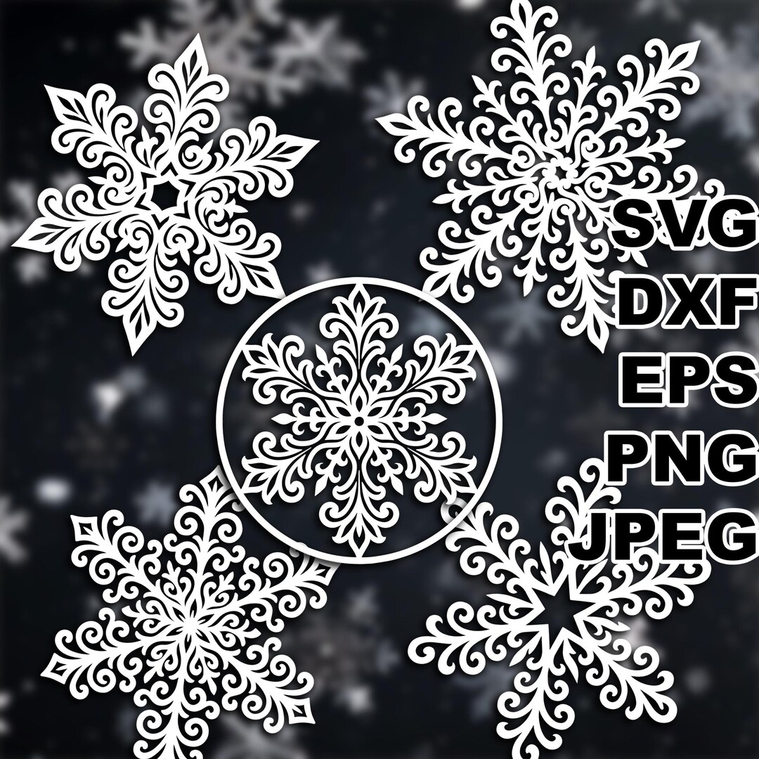 Filigree Snowflakes SVG Cut Files (svg Dxf Png Eps Jpeg) Silhouette ...
