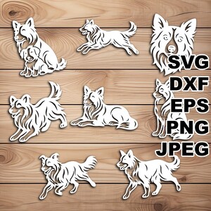 Fina Border Collie SVG-klippfiler (svg dxf png eps jpeg) Silhouette & Cricut, digital scrapbooking, korttillverkning, pappersklipp, CNC och laser DIY
