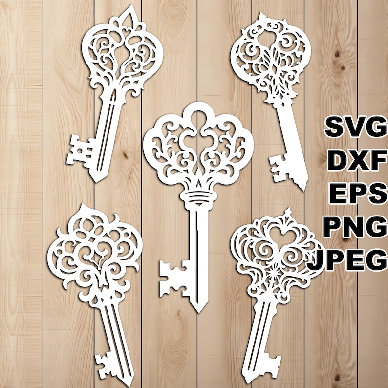 Filigree Key Filigree Skeleton Keys SVG Cut Files (svg Dxf Png Eps Jpeg) Silhouette ...