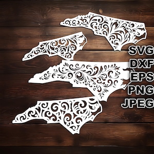 Archivos de corte SVG de Carolina del Norte (svg dxf png eps jpeg) Silhouette y Cricut, scrapbooking digital, fabricación de tarjetas, corte de papel, CNC, láser