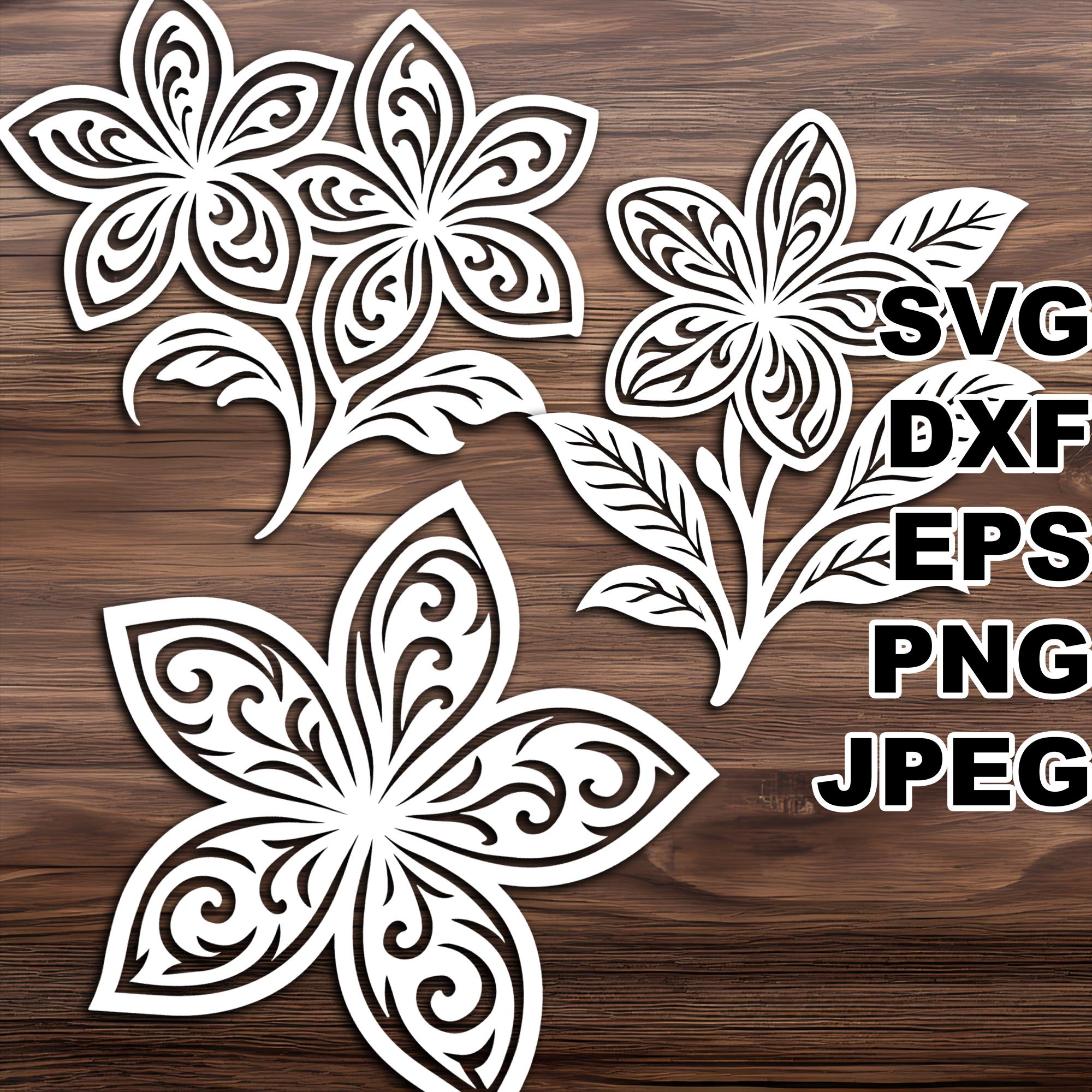 Filigree Plumeria SVG Cut Files (svg Dxf Png Eps Jpeg) Silhouette ...