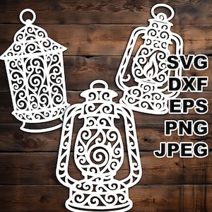 Elegant Lantern SVG cut files (svg dxf png eps jpeg) Silhouette & Cricut, digital scrapbooking, card making, paper cut, CNC and laser DIY